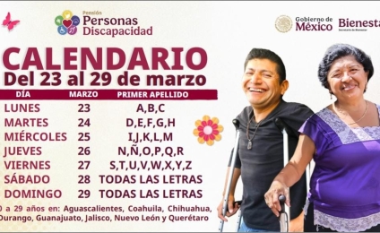 En Baja California, el registro para la Pensión para Personas con Discapacidad se realiza del 23 al 29 de marzo